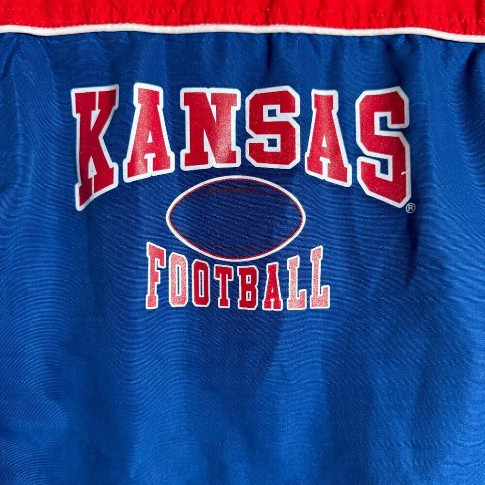 Vtg University of Kansas Jayhawks KU Snowsuit Windbreaker Romper 6-9 MO Blue Red
